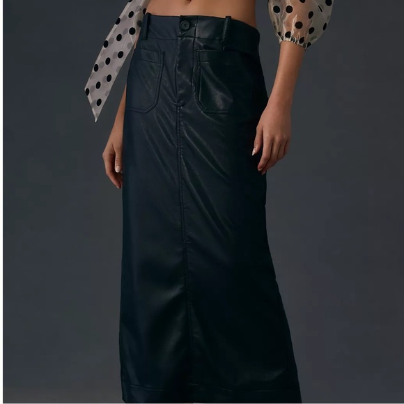 Anthropologie The Colette Maxi Skirt by Maeve: Faux-Leather Edition in Black XL - Picture 3 of 6